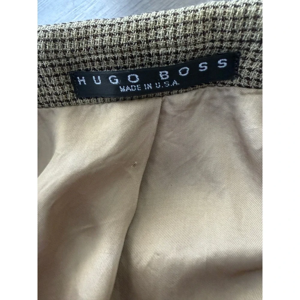 Vintage Hugo Boss Wool Houndstooth Blazer Einstein Sport Coat 46R/XL 3/4 sleeve